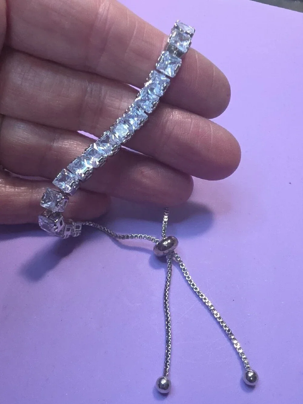Silver-Tone Clear Swarovski Crystal Tennis Bracelet - Women Jewelry - Picture 4 of 4